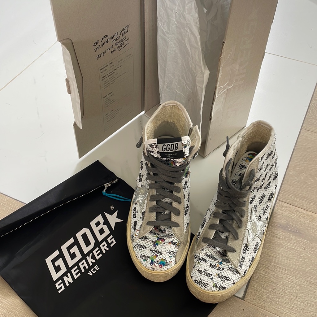 Golden Goose Women's Francy Sequined High Top Sneakers (Size 38)